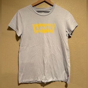 NWOT Levi's Baby Blue Tee with Yellow Logo Design